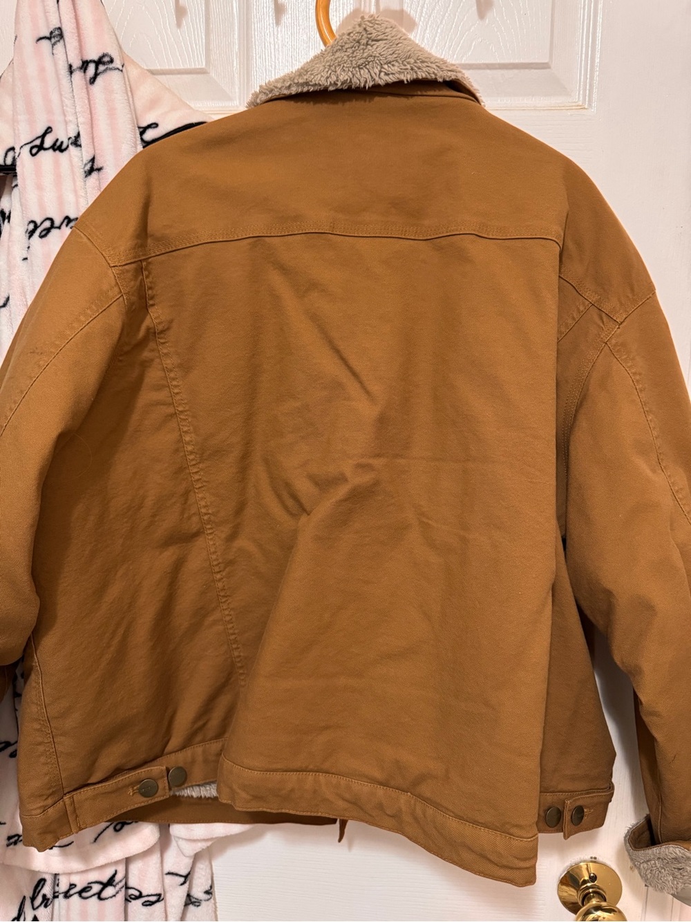 Carhartt Sherpa Lined Loose Fit Jacket 2X Brown Duck Canvas Work Coat - Picture 4 of 8
